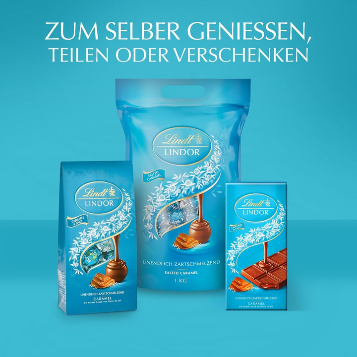 Bile de caramel sărat Lindt LINDOR, 500 grame Bomboane de Ciocolata Naty Shop