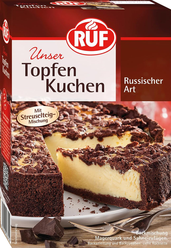 RUF Cheesecake Baking Mix, Cheesecake cu aluat crocant Crumble, prăjitură super cremoasă cu vanilie Bourbon reală, preparare ușoară Naty Shop Prajitura cu brânză 700 grame