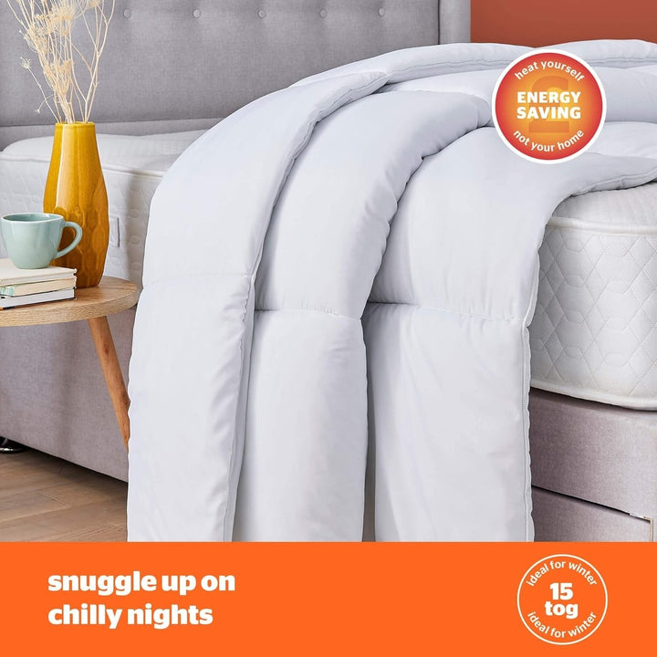 Silentnight so Snug 534222GE Plapumă pentru pat King Size, 15 Tog, caldă, confortabilă, groasă, hipoalergenică și lavabilă la mașină, albă, pat King Size Plapumi si pilote Naty Shop