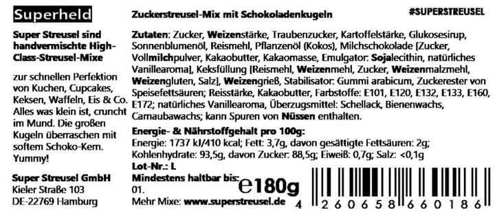 Super Streusel SuperErou, amestec sprinkles, 90 grame Sprinkles Naty Shop