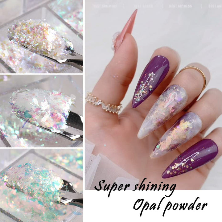 JMEOWIO Sclipici pentru unghii 12 grile Aurora Nail Art decorare accesorii design unghii