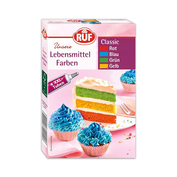 RUF Food Colours Classic, 4 tuburi XXL, 4 x 20 grame Coloranti Alimentari Naty Shop Roșu, albastru, verde, galben