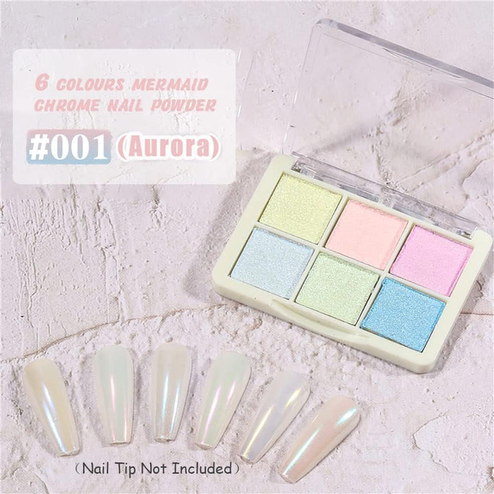 6 Farben Chrom Glitzerpulver Für Nägel, Chrome Nail Powder, Neon Pearl Nail Art Pulver Nagel Pigment Pulver Set DIY Nageldesign