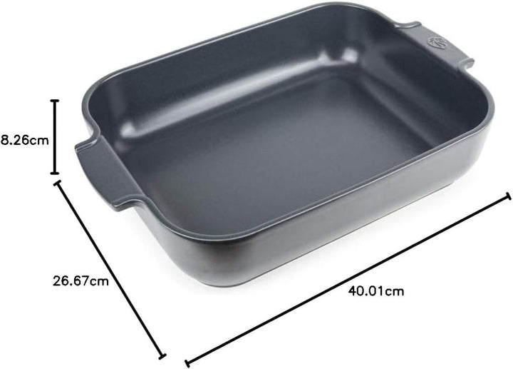 Peugeot Appolia Rechteckige Auflaufform Mit Griffen, Keramik, Schiefer / Grau, 8,3X40,5X27,2 Cm, Fassungsvermögen: Ca. 4 L, 60022 Matrite si tavi pentru copt Naty Shop