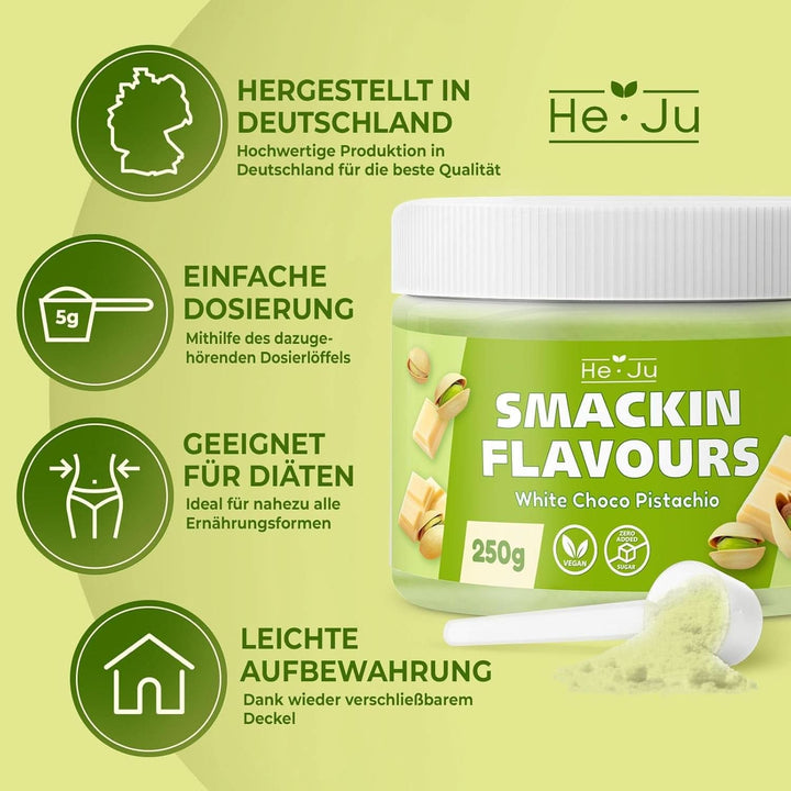 He-Ju, Pudră cu aromă de ciocolată albă și fistic, 250 grame Arome Naty Shop