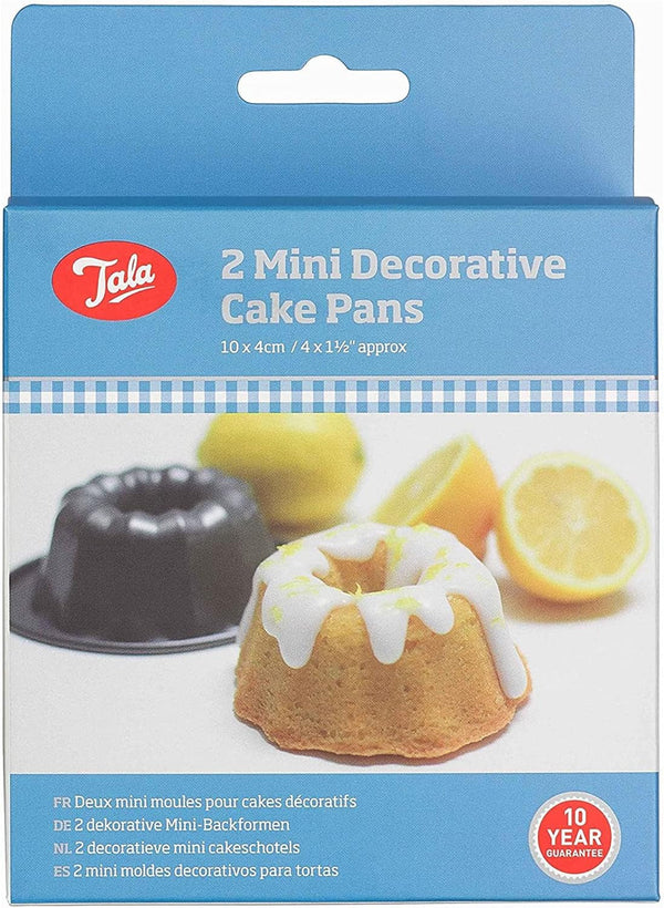 Tala Mini-Kuchenformen, Dekorativ, Antihaftend, Gugelhupf-Form, Gleichmäßige Hitzeverteilung, Gerillte Form, Karbonstahl, Breite, Flache Griffe, Spülmaschinen Und Gefrierschrankfest, 2 Stück Matrite si tavi pentru copt Naty Shop Mini-Dekoration