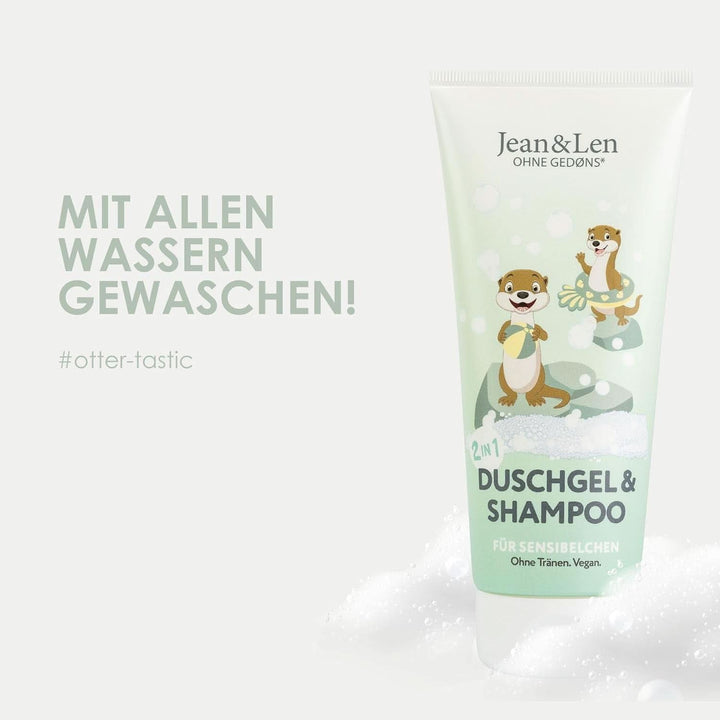Jean & Len 2 in1, Gel de duș și șampon pentru copii sensibili, 200 ml Duș și baie Naty Shop