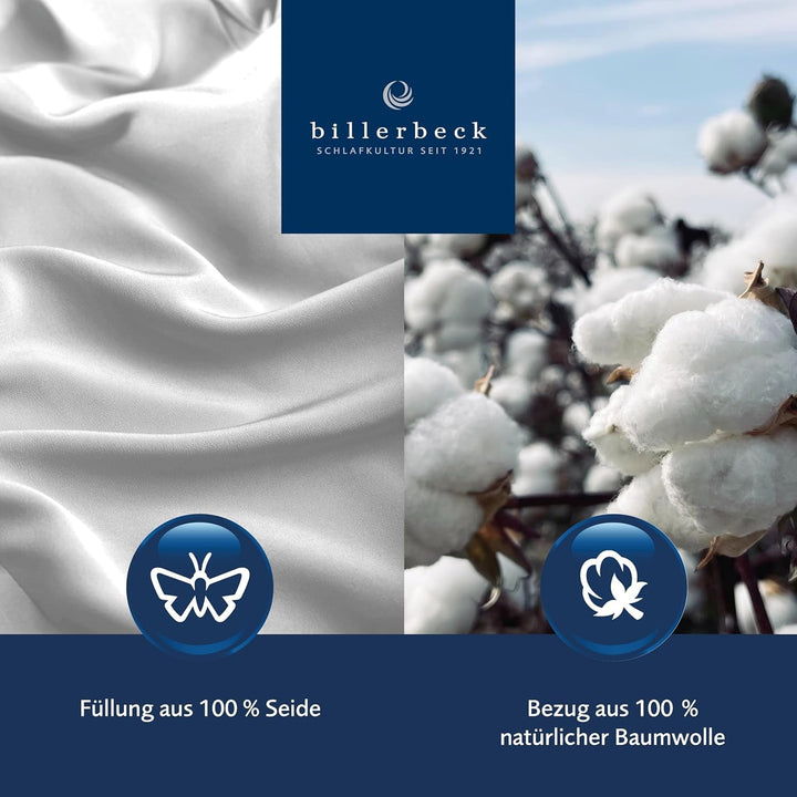 Plapumă Billerbeck Simone Superlight - plapumă de mătase - 135 X 200 Cm - plapumă de vară, plapumă răcoritoare, plapumă ușoară de vară - 100 % bumbac, alb Plapumi si pilote Naty Shop
