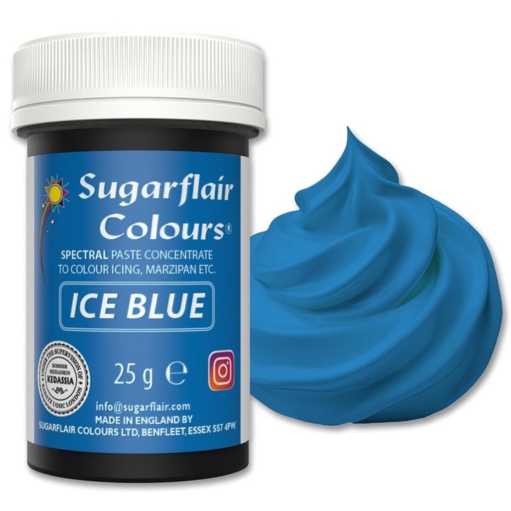 Sugarflair Spectral Eucalyptus Lebensmittelfarbe Paste, Hochkonzentrierte Lebensmittelfarbe Für Buttercreme, Zuckerpaste, Royal Icing, Kuchenmischungen Und Mehr! Lebensmittelfarbstoff - 25G Coloranti Alimentari Naty Shop Ice Blue