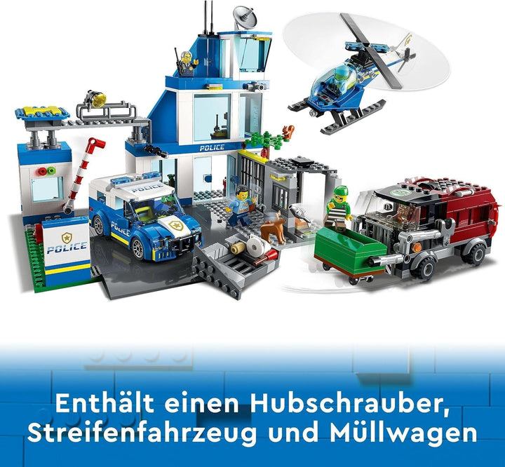 Stație de poliție LEGO 60316 City cu mașină de poliție, mașină Mill și elicopter, clădire construibilă cu 3 figuri, jucărie de poliție pentru băieți și fete de la 6 ani, cadou pentru copii Seturi de constructie Besuche den LEGO-Store