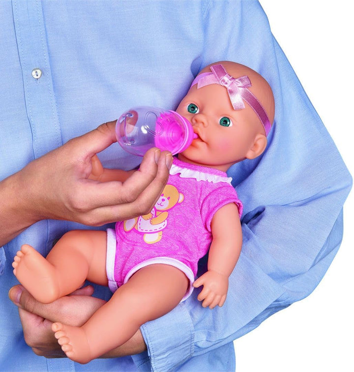 Simba 105030069 - New Born Baby Doll, păpușă din vinil cu funcție de băut și hrănit, cu certificat de naștere și accesorii, 4 bucăți, 30 cm, păpușă, de la 3 ani Papusi Naty Shop