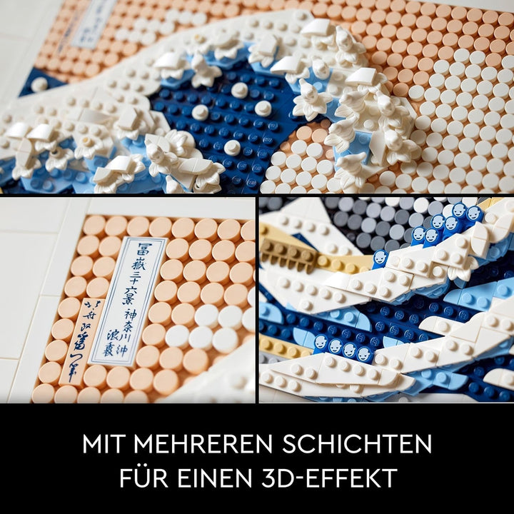 LEGO 31208 Art Hokusai - Marele val, decorațiuni de perete japoneze 3D, set de artizanat, pânză de ocean încadrată, hobby-uri pentru adulți, DYI, decorațiuni pentru casă și birou Seturi de constructie Besuche den LEGO-Store