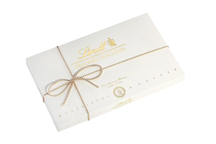 Lindt - Praline din ciocolata Hochfein,12 praline in 7 sortimente delicioase cu si fara alcool Bomboane de Ciocolata Naty Shop Pralinés Hochfein 2 x 200 grame