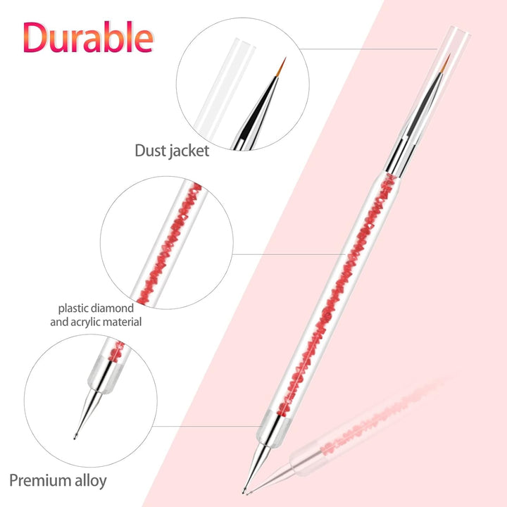 Sularpek 5 Stück Nagel Pinsel, Nageldesign Pinsel, Dotting Tool, Nail Art Liner Pinsel, Nagelverlängerung Gelpinsel, Nagelbürste Für Punktierungen, Zeichnen, Für DIY Nail Art Design