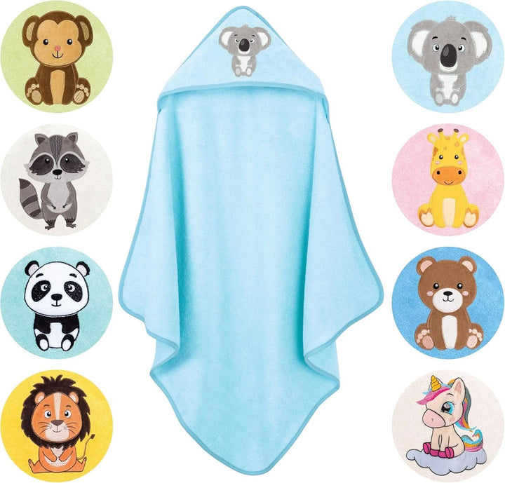 LAYNENBURG Prosop de baie cu glugă Premium Baby, 100% bumbac - Oeko TEX, 80 x 80 cm Mama si Copilul Naty Shop Albastru deschis, koala