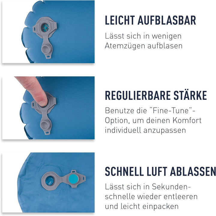 Sea to Summit - Aeros Premium Lumbar Cushion - Pernă de susținere gonflabilă - Ajutor pentru partea inferioară a spatelui - 50D Polyester Fabric - Geantă de călătorie compactă - Lucru, călătorie și călătorii cu mașina - Gri - 70G Perne lombare Naty Shop