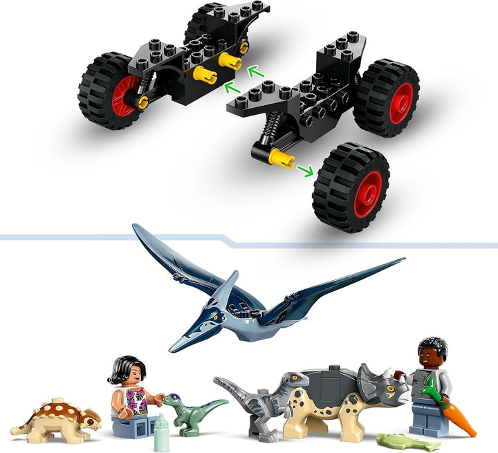 LEGO Jurassic World Rescue Centre for Baby Dinosaurs, set cu figurine mici de dinozauri, inclusiv Triceratops, Ankylosaurus și Velociraptor, cadou de construcție pentru băieți și fete de la 4 ani 76963 Seturi de constructie Besuche den LEGO-Store