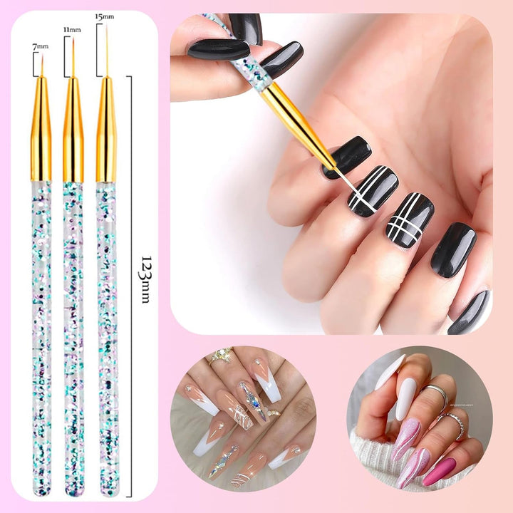 31 Stück Professionelle Nagel Pinsel Set, Dual-Ended Nagelpinsel,Pinsel Für Gelnägel,Acryl Nail Art Pen,Nail Art Dotting Tools,Nail Brush Für DIY Nagelkunst Salon Design