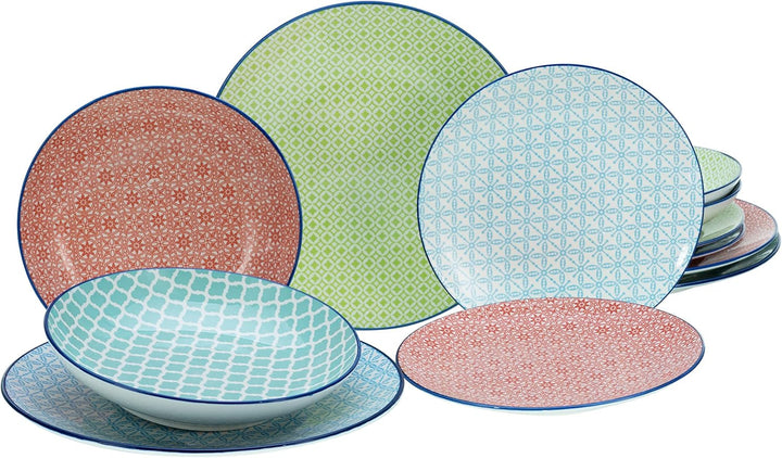Creatable, 10689, Serie Mediterran, 12-Teiliges Geschirrset, Teller Set Aus Steinzeug, Spülmaschinen- Und Mikrowellengeeignet, Qualitätsproduktion Seturi vesela masa Naty Shop Default Title