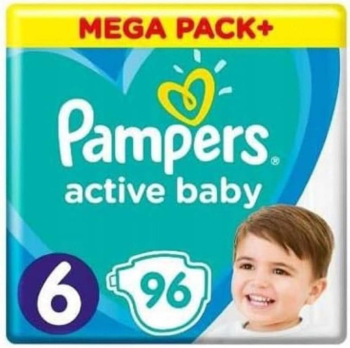 Pampers Windeln Größe 6 (13-18Kg), Active Baby Windeln, 96 Stück, Durchlaufschutz Ganztägig Naty Shop