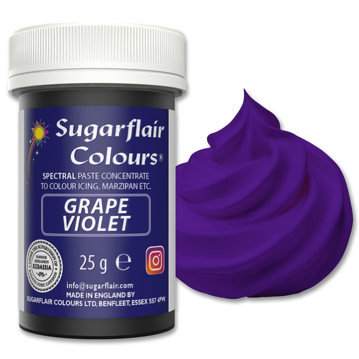 Sugarflair Spectral Eucalyptus Lebensmittelfarbe Paste, Hochkonzentrierte Lebensmittelfarbe Für Buttercreme, Zuckerpaste, Royal Icing, Kuchenmischungen Und Mehr! Lebensmittelfarbstoff - 25G Coloranti Alimentari Naty Shop Grape Violet