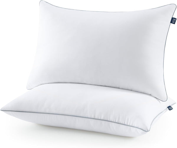Pernă Bedstory, hipoalergenică, pernă de pat pentru hotel, țesătură perlată, pernă de dormit de lux pentru cei care dorm pe spate, pe burtă sau lateral (48 X 74 Cm), 2 bucăți Perne standard Naty Shop Alb 48Ã-74 Cm