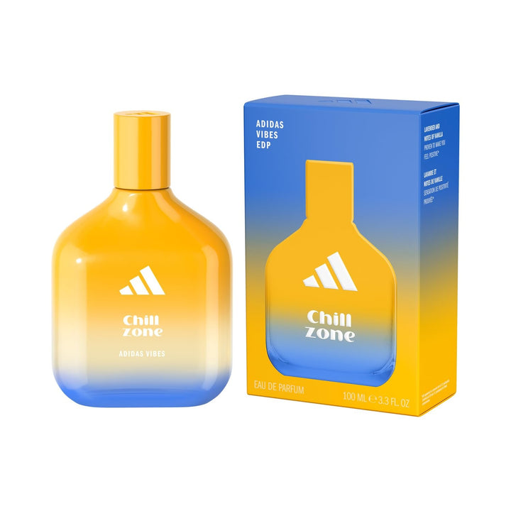Adidas Vibes Happy Feels Eau De Parfum, un parfum unisex vesel, care îmbunătățește starea de spirit, cu note florale proaspete și uleiuri esențiale naturale, 100 ml