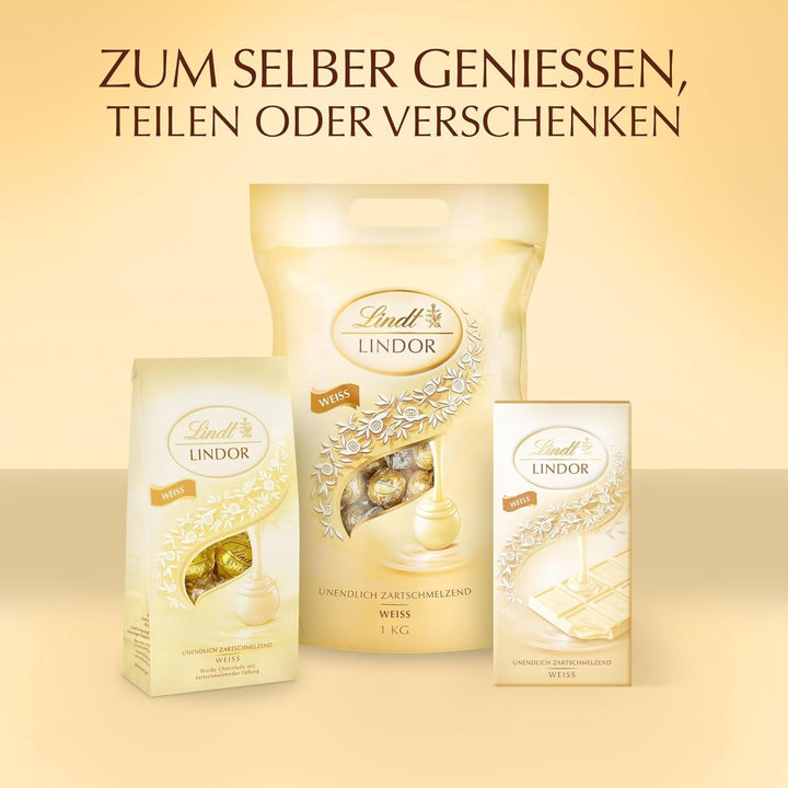 Lindt Chocolate LINDOR Balls White, 500 grame Bomboane de Ciocolata Naty Shop