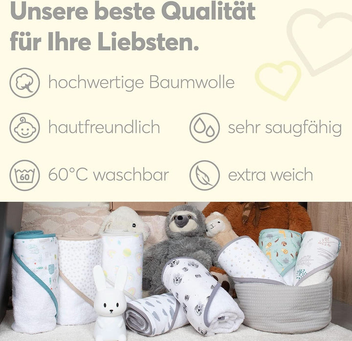 Prosop cu glugă pentru copii | 75X75Cm | 100% bumbac | Oeko-TEX 100 | Furnizorul #1 pentru clinici | Unisex Mama si Copilul Naty Shop