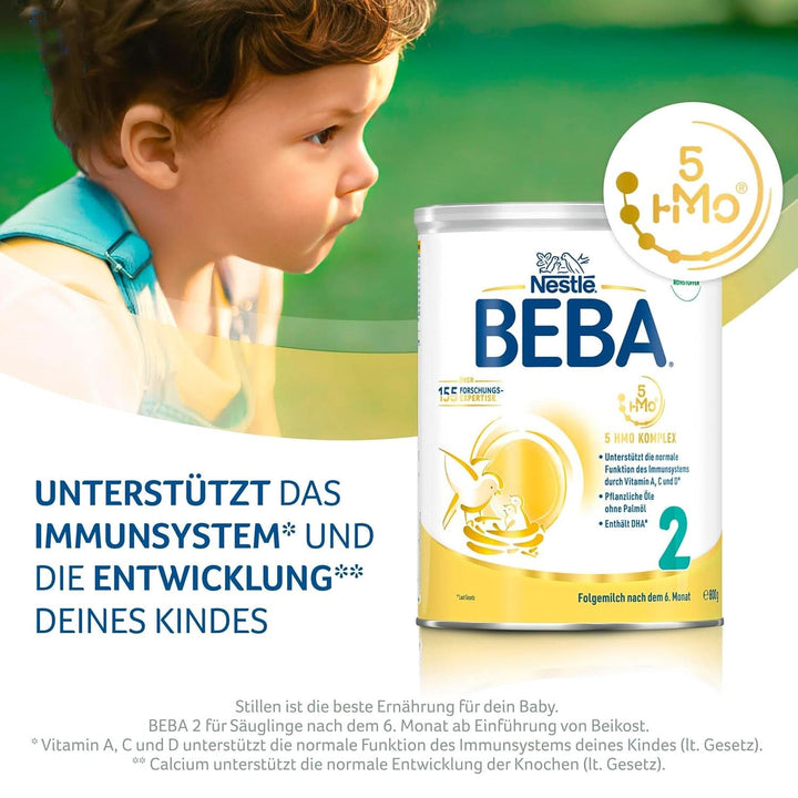 Nestle BEBA 2 Lapte praf de continuare după luna a 6-a, cu complex 5 HMO, numai lactoză, fără ulei de palmier, pachet de 3 (3 X 800G) Mama si Copilul Naty Shop