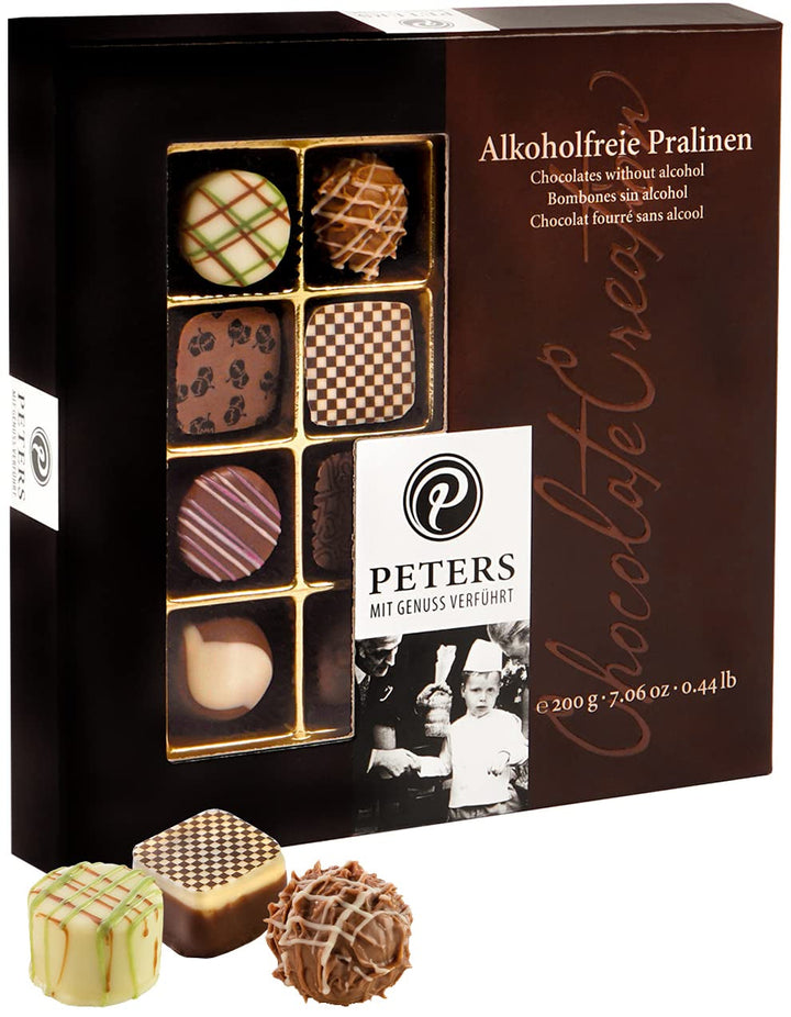 Peters, cutie cadou, amestec de praline cu sau fara alcool Bomboane de Ciocolata Naty Shop 200 grame Ciocolată fără alcool
