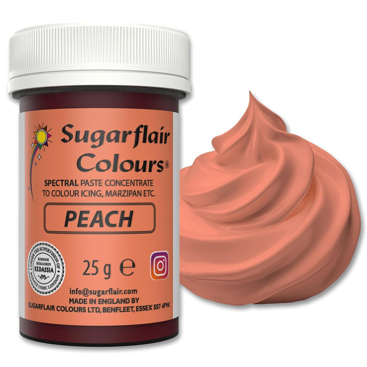 Sugarflair Spectral Eucalyptus Lebensmittelfarbe Paste, Hochkonzentrierte Lebensmittelfarbe Für Buttercreme, Zuckerpaste, Royal Icing, Kuchenmischungen Und Mehr! Lebensmittelfarbstoff - 25G Coloranti Alimentari Naty Shop Peach