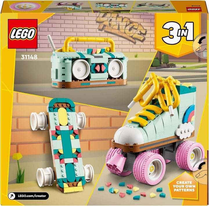 Jucărie LEGO Creator 3In1 Roller Skate pentru fete și băieți cu Mini Skateboard și Boombox, decor retro pentru dormitor, cadou de ziua de naștere pentru copii de la 8 ani 31148 Seturi de constructie Besuche den LEGO-Store