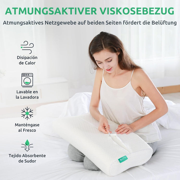 UTTU Memory Foam Sandwich Pillow, Neck Pain Relief Pillow, Ergonomic Neck Pillow, Adjustable Memory Foam Pillow 60X36X12/10Cm Perne ortopedice cervicale Naty Shop