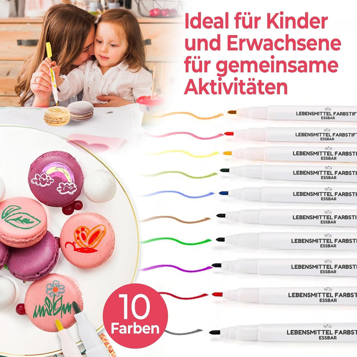 He-Ju Food Pens, set comestibil de 10 carioci alimentare fără E171 Coloranti Alimentari Naty Shop
