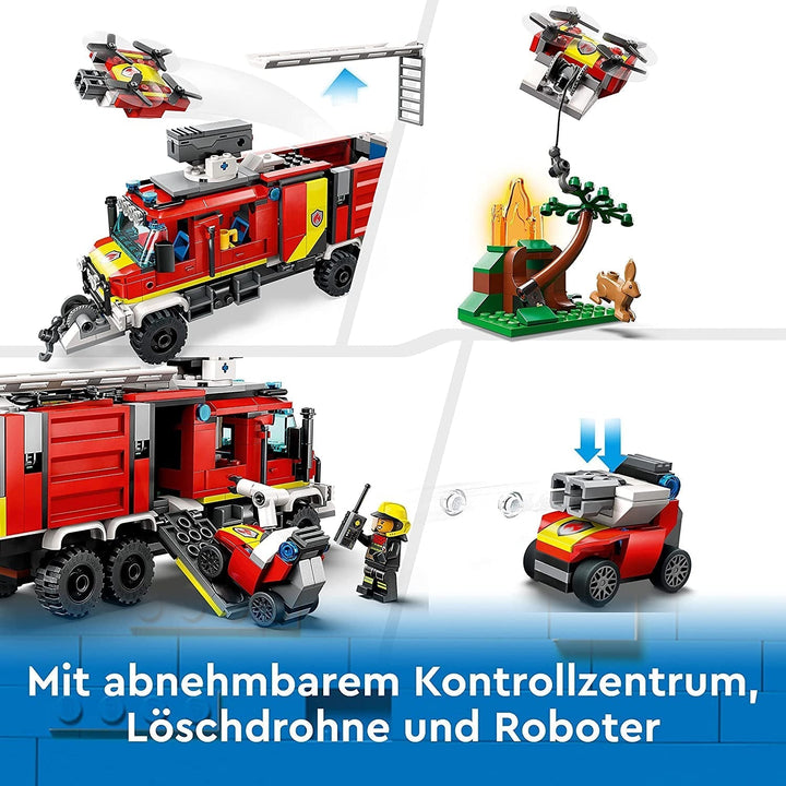 LEGO 60374 City Fire Brigade Command Vehicle, jucărie modernă cu camion de pompieri, cu drone de stingere a incendiilor, cu figuri pentru copii Seturi de constructie Besuche den LEGO-Store
