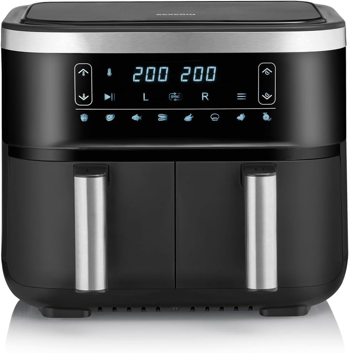 SEVERIN Friteuză cu aer cald dublă cu cameră de gătit de 2 X 3,8 L, 8 programe automate Electrocasnice Naty Shop 2 X 3,8 Liter Garkorb (Parallelnutzung) / 8 Automatik-Programme