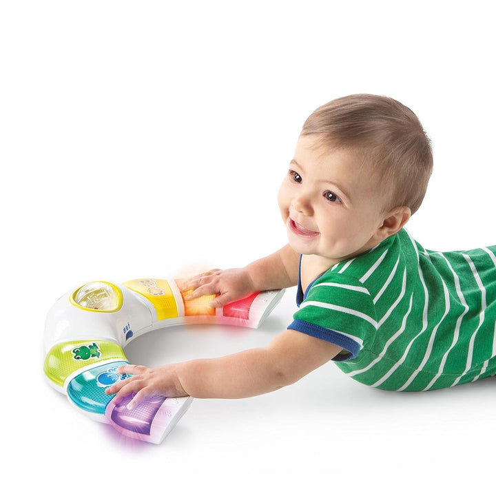 Baby Einstein, Glow & Discover Light Bar, jucărie pentru bebeluși cu lumini, melodii și zornăitor, 3 moduri: animale, culori, xilofon - 3 limbi, cub muzical pentru bebeluși și copii de 3 luni și peste Jucarii Bebe Naty Shop