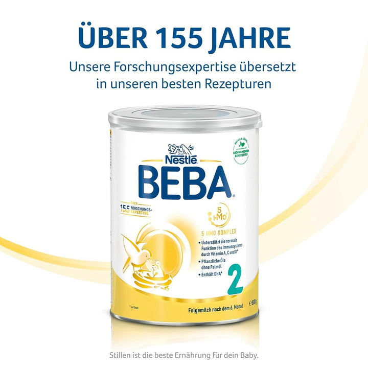 Nestle BEBA 2 Lapte praf de continuare după luna a 6-a, cu complex 5 HMO, numai lactoză, fără ulei de palmier, pachet de 3 (3 X 800G) Mama si Copilul Naty Shop