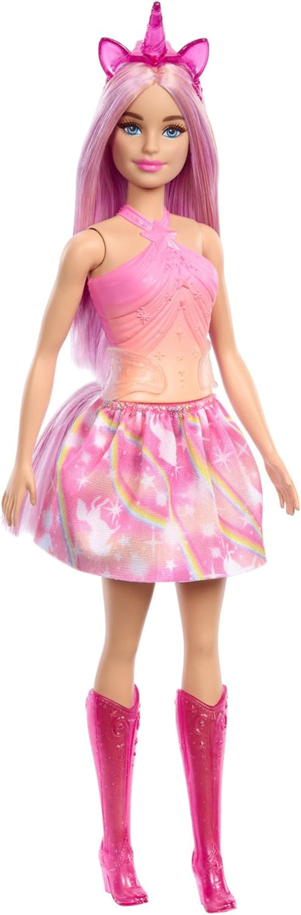 Păpuși Barbie Unicorn cu păr fantezie colorat, ținute cu gradient de culoare și accesorii fantezie în jurul temei unicorn, HRR13 Papusi Naty Shop Titlu implicit