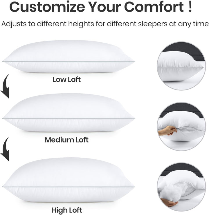 Pernă Bedstory, hipoalergenică, pernă de pat pentru hotel, țesătură perlată, pernă de dormit de lux pentru cei care dorm pe spate, pe burtă sau lateral (48 X 74 Cm), 2 bucăți Perne standard Naty Shop