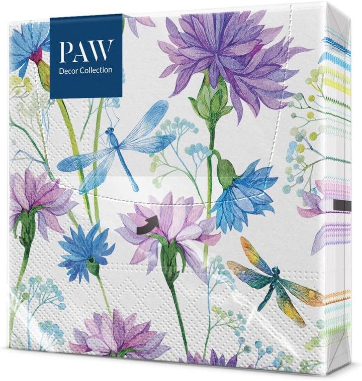 PAW - Șervețele 3 straturi (33 X 33 Cm) I 20 bucăți I Perfect pentru zile de naștere, petreceri, nunți, comuniuni și sărbători I Decor de masă Șervețele de hârtie elegante - Eucalipt auriu I Eucalipt auriu