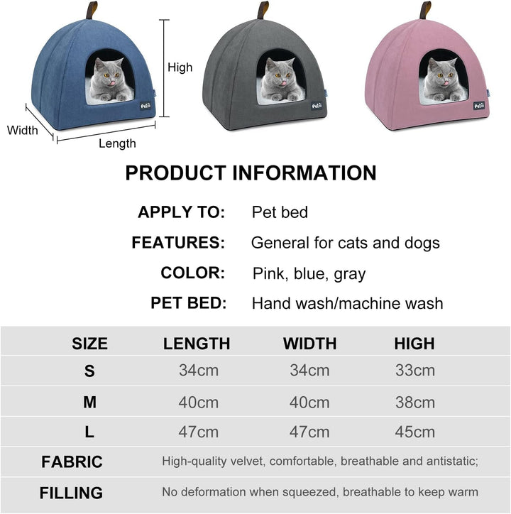 PETCUTE Peșteră pentru Pisici Mari, Pat Lavabil pentru Pisici, Cort pentru Pisici, Coș pentru Pisici și Câini, Căsuță Două în Unu cu Pernă Interioară Detașabilă, Peșteră pentru Cuibărit cu Fund Antiderapant