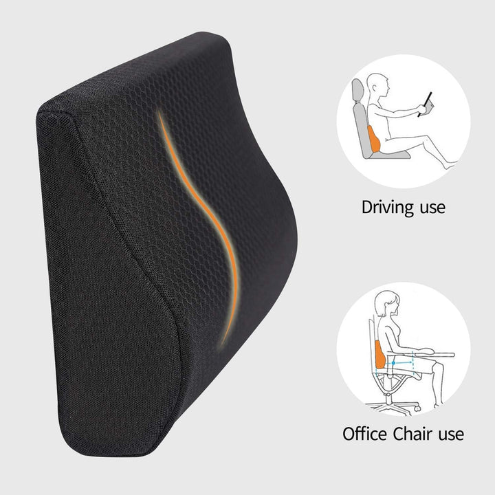 Livtribe pernă lombară auto, pernă de suport lombar din spumă de memorie, pernă ergonomică pentru spătar pentru scaune auto, scaun de birou, scaun cu rotile (negru) Perne lombare Naty Shop