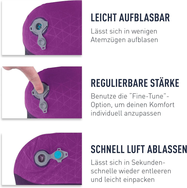 Sea to Summit - Aeros Premium Lumbar Cushion - Pernă de susținere gonflabilă - Relief pentru partea inferioară a spatelui - 50D Polyester Fabric - Geantă de călătorie compactă - Muncă, călătorii și excursii - Albastru marin - 93 G Perne lombare Naty Shop