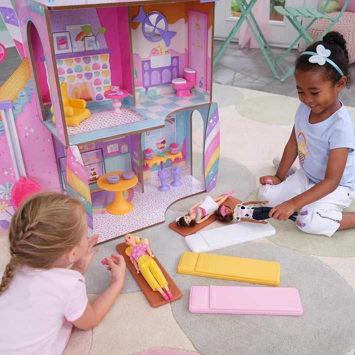 Casă de păpuși din lemn Kidkraft Candy Castle cu mobilier și accesorii, casă cu figurină Llama Unicorn, lift pentru tort de înghețată și scaun de cauciuc pentru păpuși, jucărie pentru copii de la 3 ani, 20242 Casute de papusi Naty Shop
