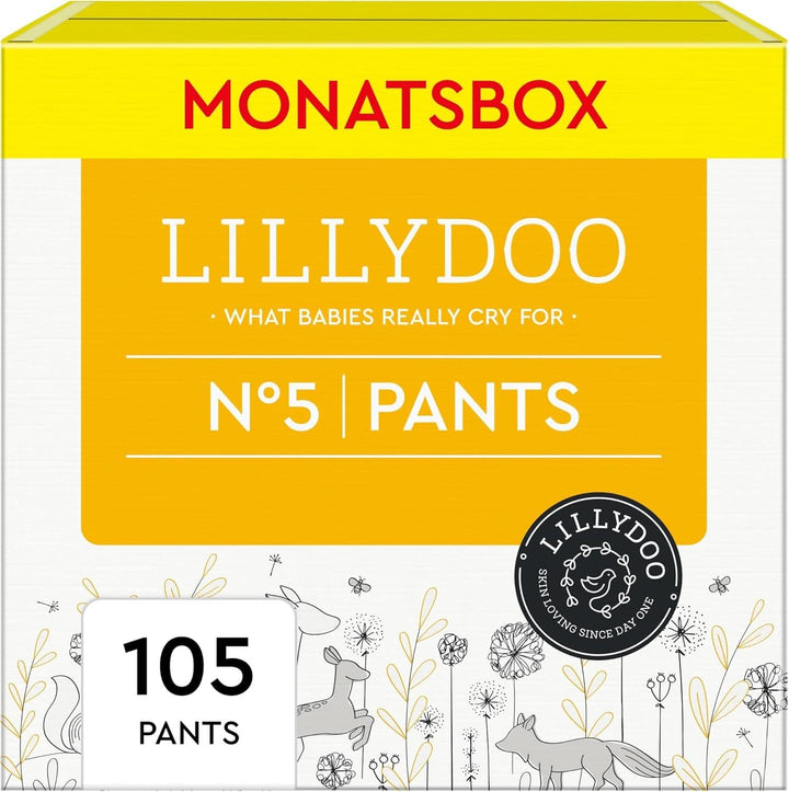 Pantaloni LILLYDOO prietenosi cu pielea, cutie lunara Mama si Copilul Naty Shop Mărimea 5 (105 bucăți)