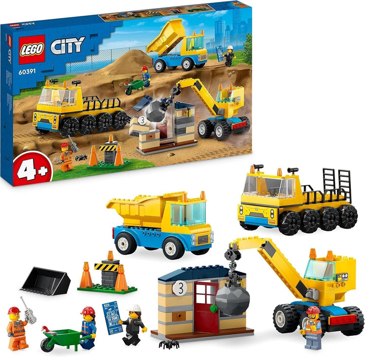 LEGO 60391 Vehicule de construcții urbane și macara cu minge de distrugere, jucărie cu excavator, autobasculantă și vehicule de transport, jucărie educativă pentru copii de 4 ani și peste Seturi de constructie Besuche den LEGO-Store Singur