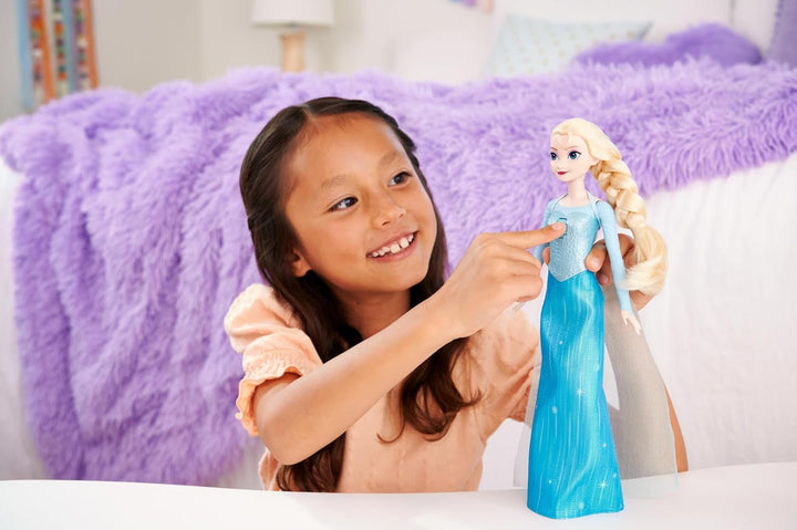 Disney The Ice Queen Elsa Doll, The Ice Queen Doll, păr blond pieptănat, mobilă, pantofi detașabili, cadouri Disney, jucării de la 3 ani, HLW47 Papusi Naty Shop