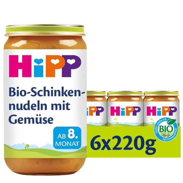 Tăiței Hipp bio cu șuncă și legume, pachet de 6 (6 X 220 grame) Mama si Copilul Naty Shop